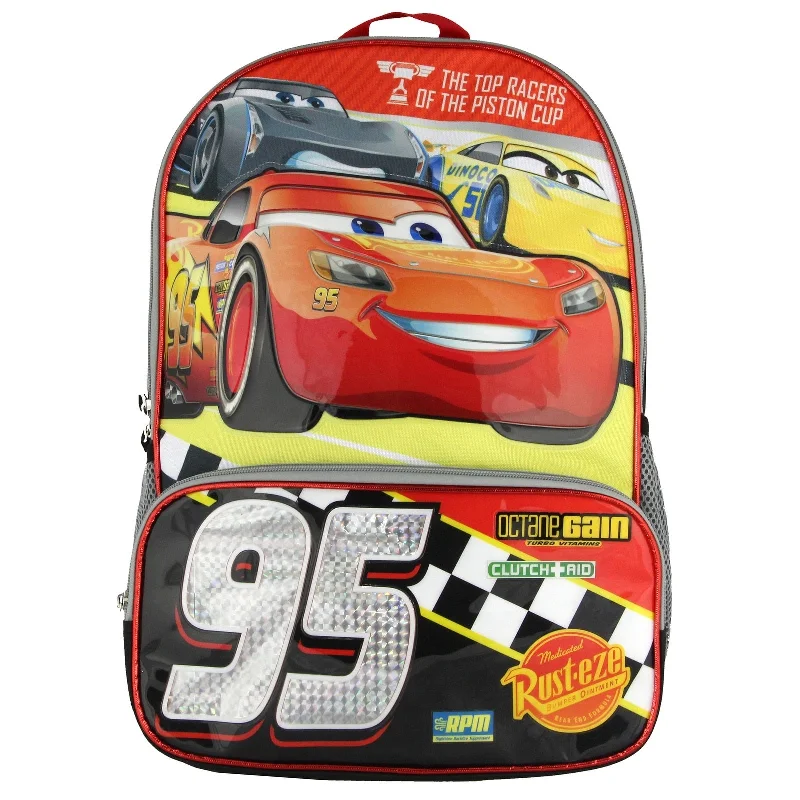 Disney Cars 95 Lightning McQueen 17" School Backpack Travel Laptop Bookbag - One Size