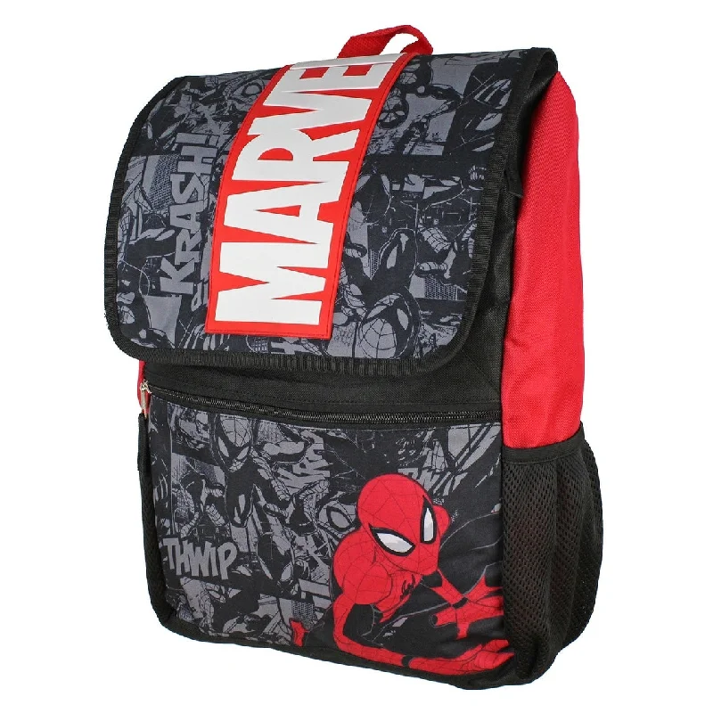 Marvel Spiderman Backpack Front Flap Compartment Travel Laptop Backpack With 3D Molded Marvel Logo