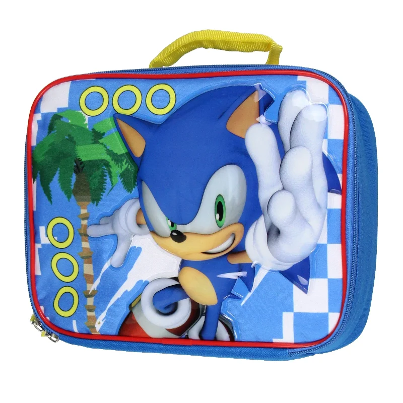 Sonic The Hedgehog Kids Lunch Box Full Gamer Raised Character Insulated Lunch Bag Tote For Hot And Cold Food, Drinks, And Snacks