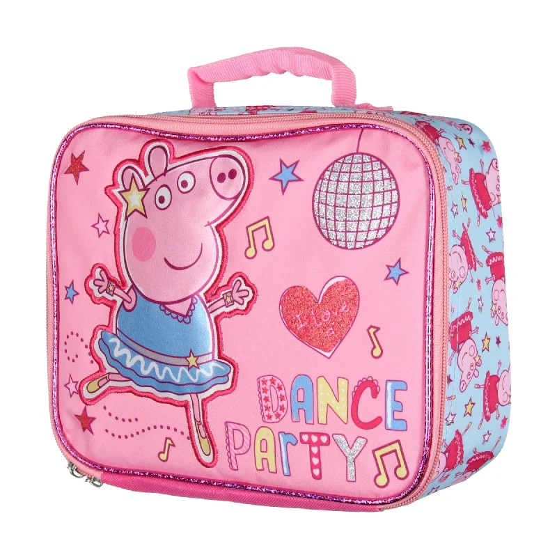 Peppa Pig Lunch Box Glitter Dance Party Insulated Lunch Bag Lunch Tote For Kids