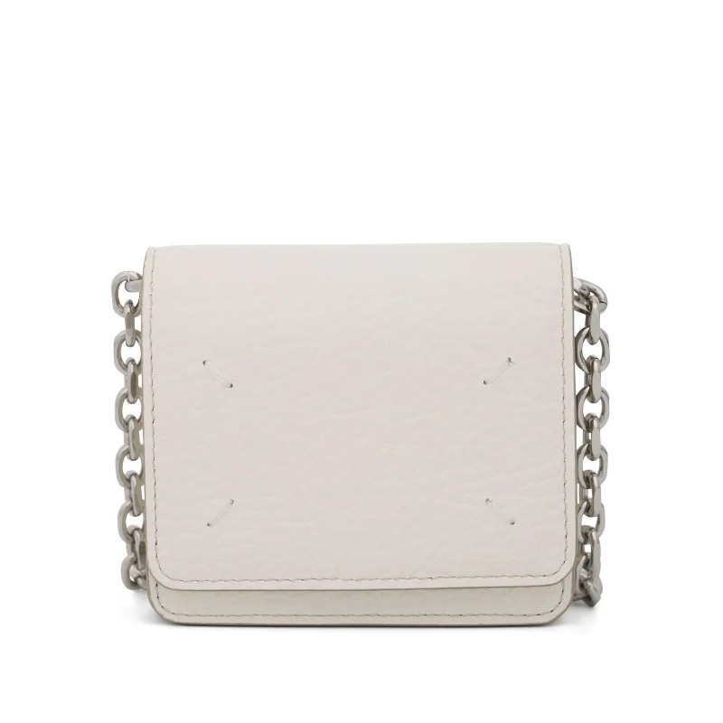 Four Stitches Chain Wallet in White