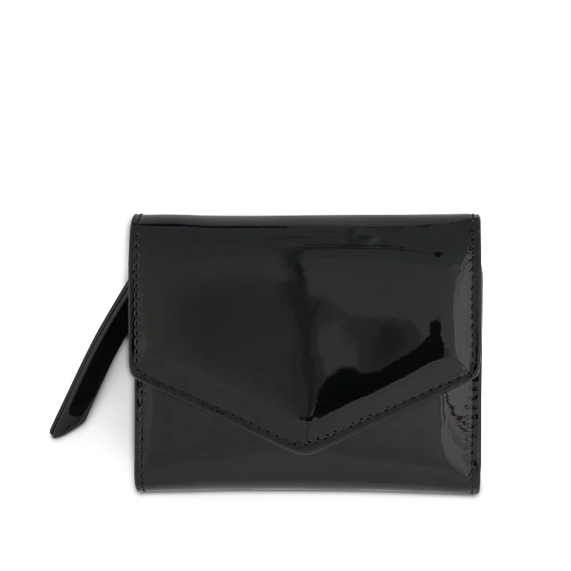 4 Stitch Patent Leather Envelope Wallet in Black