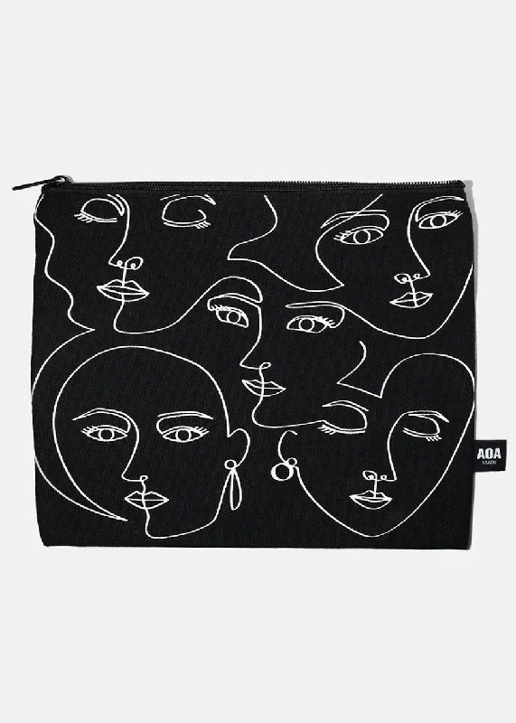 A+ Large Canvas Bag -Artistic Faces