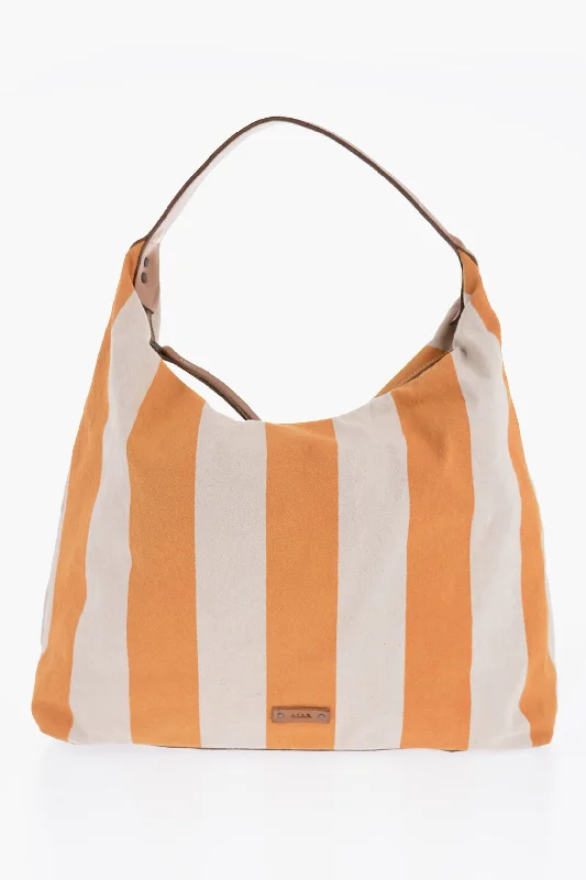 Afar Striped Cotton Hobo Bag With Leather Details