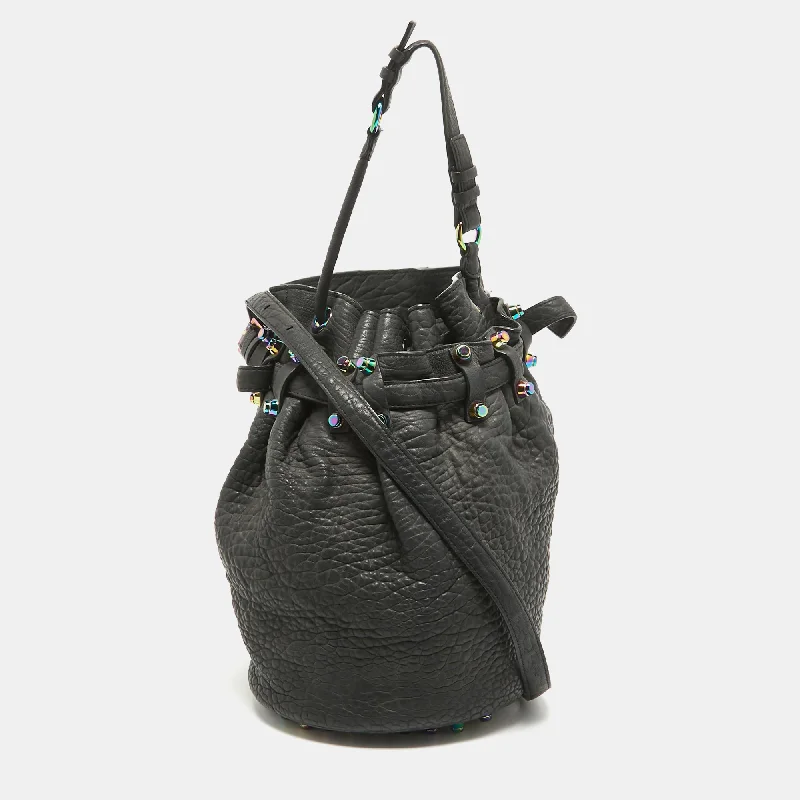 Faux Fur - Lined Bucket Bag in White for a Cozy Winter AccessoryAlexander Wang Black Pebbled Leather Diego Bucket Bag