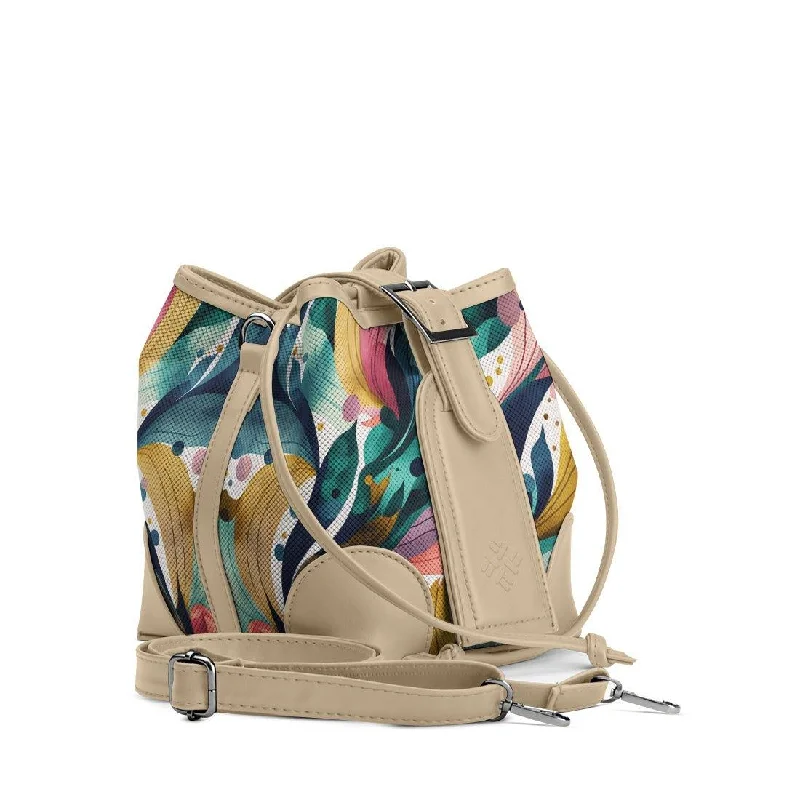 Bucket Bag with Embossed Animal Print in Tan for a Wild and Stylish StatementBeige Bucket Bags Color Flow