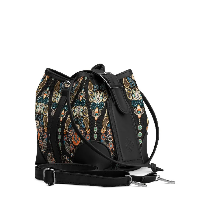 Bucket Bag with Embossed Animal Print in Tan for a Wild and Stylish StatementBlack Bucket Bags Agy