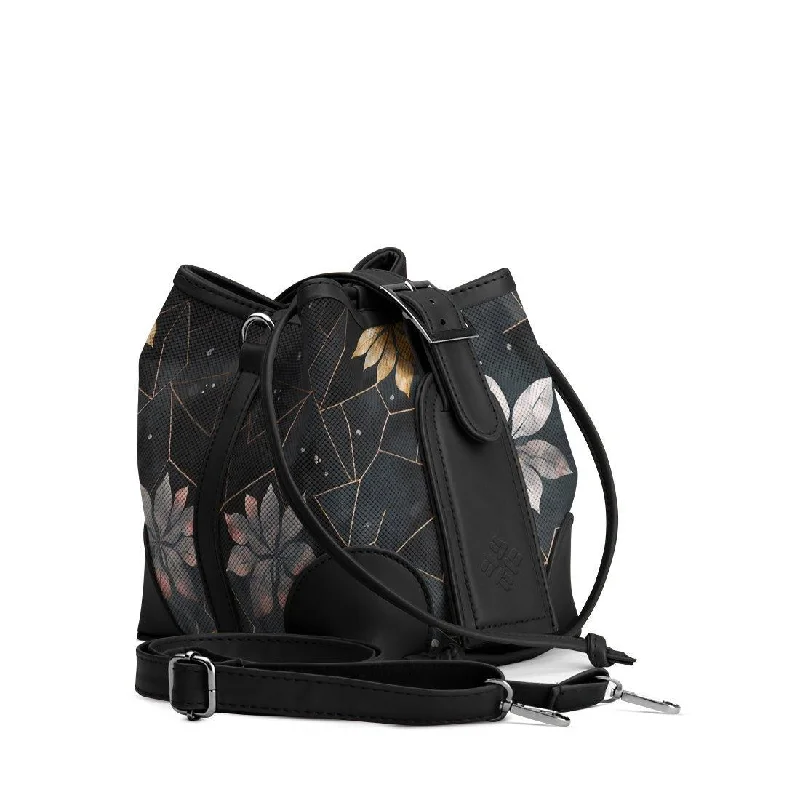 Vegan Leather Bucket Bag in Light Gray for the Ethical FashionistaBlack Bucket Bags Dark Floral