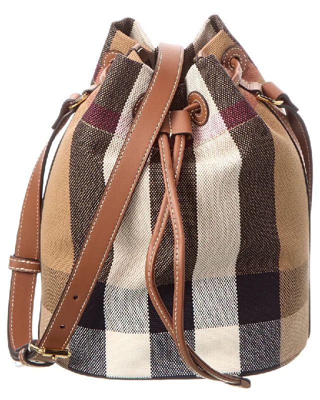 Linen Bucket Bag in Natural Beige with Braided Strap for a Rustic Summer EnsembleBurberry Check Canvas & Leather Bucket Bag