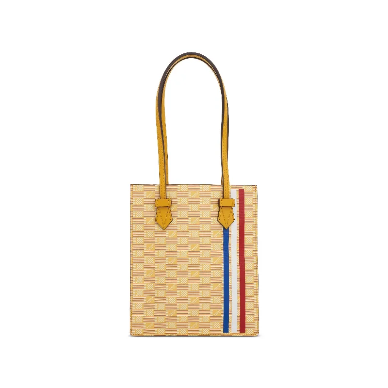 Quilted Tote Bag in Cream with Silver Hardware for a Classic and Sophisticated StyleCannes Vertical Tote MM with Stripes in Yellow