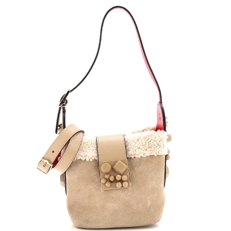 Rattan Bucket Bag in Natural Color with Beadwork for a Tropical VacationCarasky Bucket Bag Suede with Shearling Mini