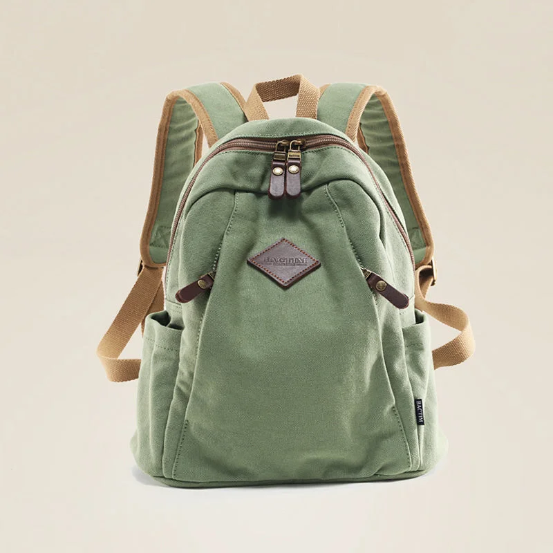 Chic Womens Green Canvas Rucksack Small Backpacks For Women