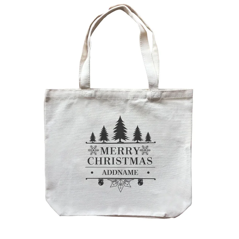 Christmas Merry Christmas Tree Addname Canvas Bag