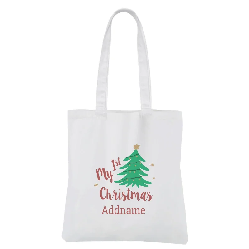 Christmas Series My 1st Christmas with Christmas Tree White Canvas Bag