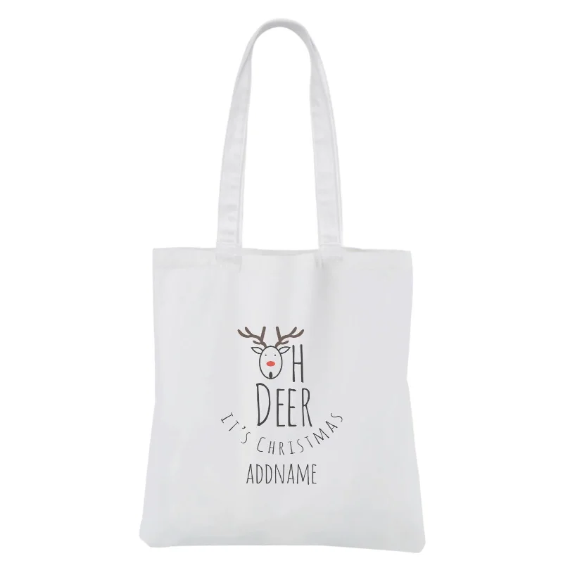 Christmas Series Oh Deer It's Christmas White Canvas Bag