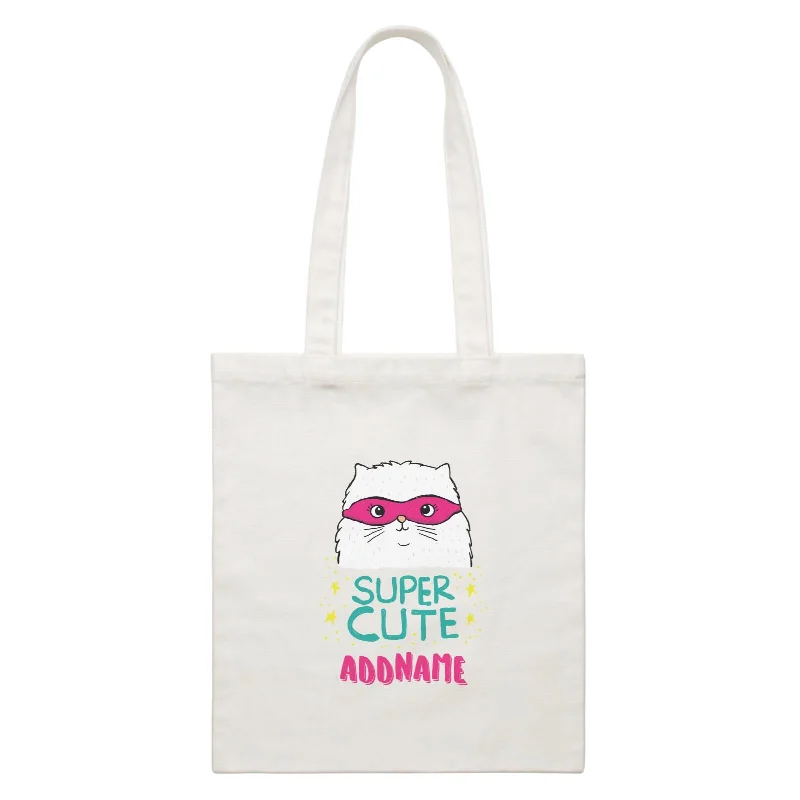 Cool Cute Animals Cats Super Cute Addname White Canvas Bag