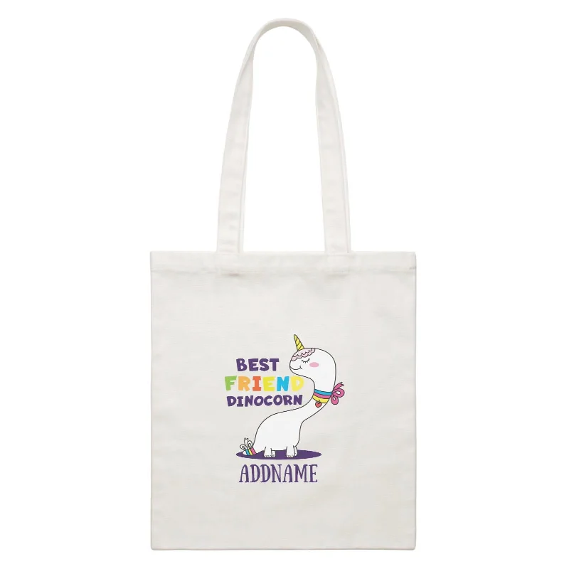 Cool Cute Unicorn Best Friend Dinocorn Addname White Canvas Bag