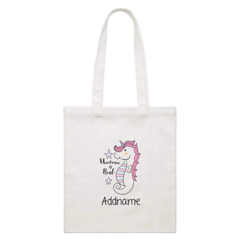 Cool Cute Unicorn Unicorn Is Real Unicorn Seahorse Addname White Canvas Bag