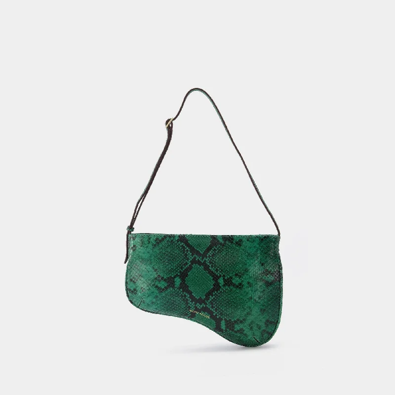 Curve Bag in Green Snake-Embossed Leather