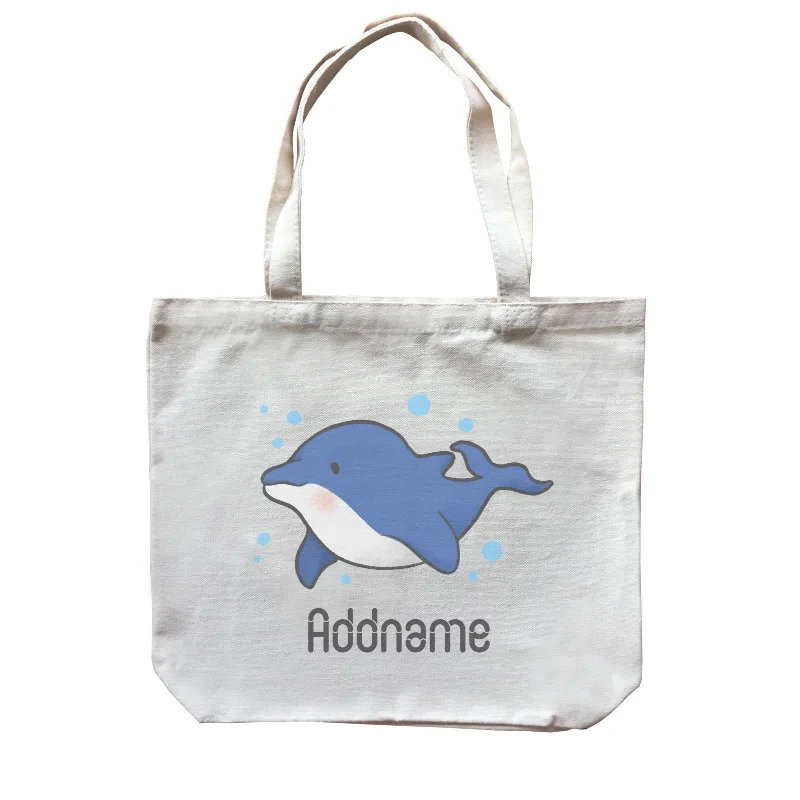 Cute Hand Drawn Style Dolphin Addname Canvas Bag