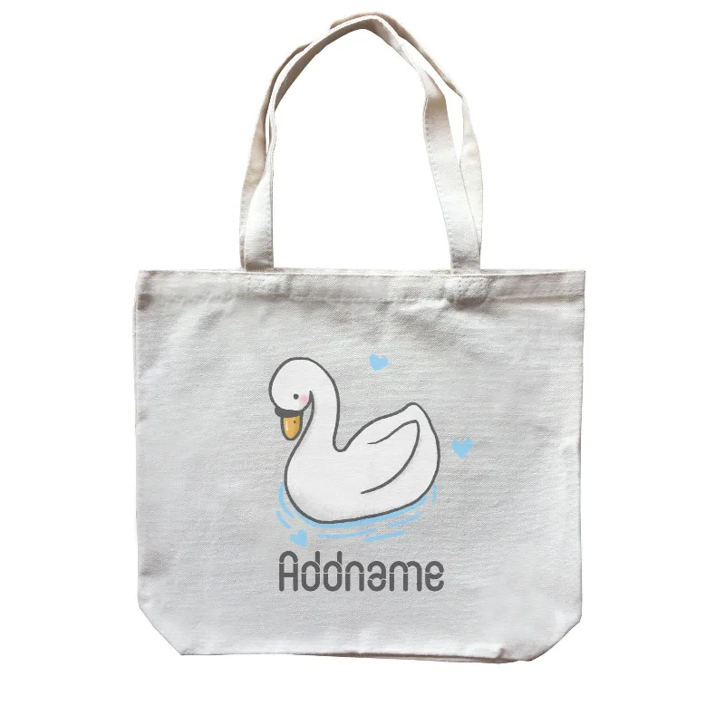 Cute Hand Drawn Style Swan Addname Canvas Bag