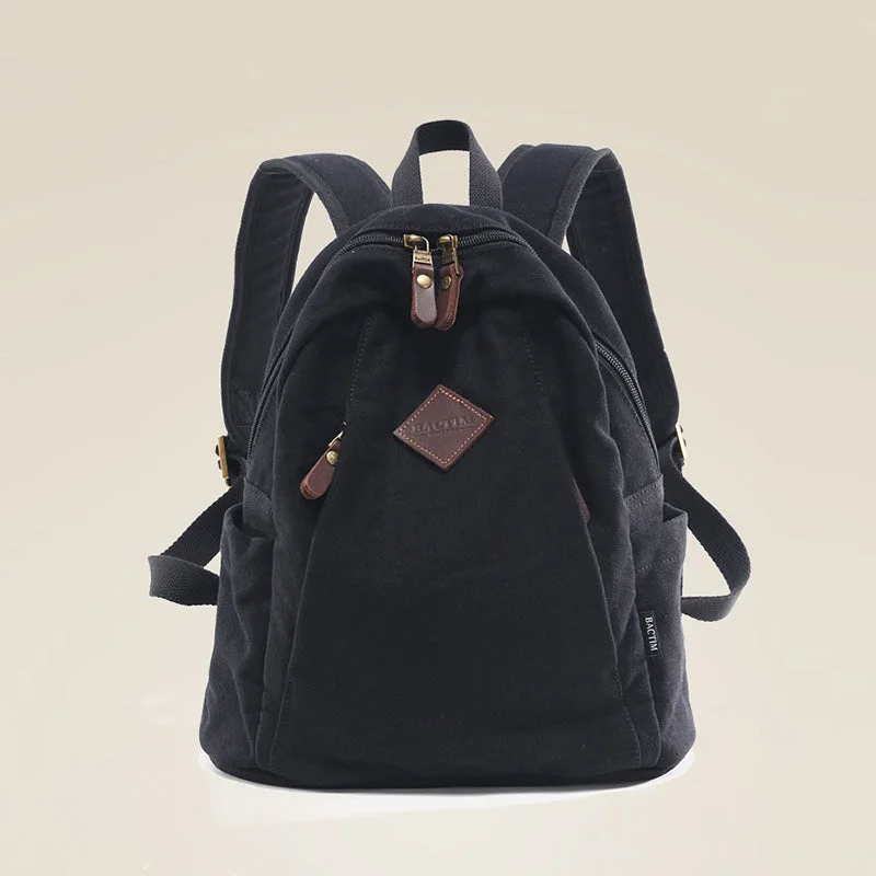 Cute Ladies Black Backpack Canvas Rucksack Purse For Women