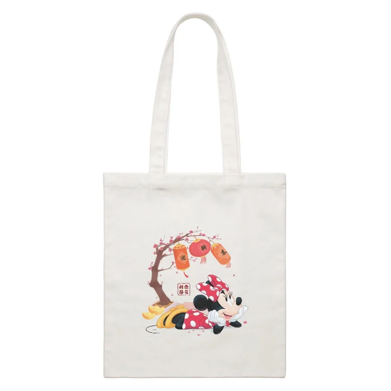 Disney CNY Minnie With Prosperity Elements Non Personalised CBR White Canvas Bag