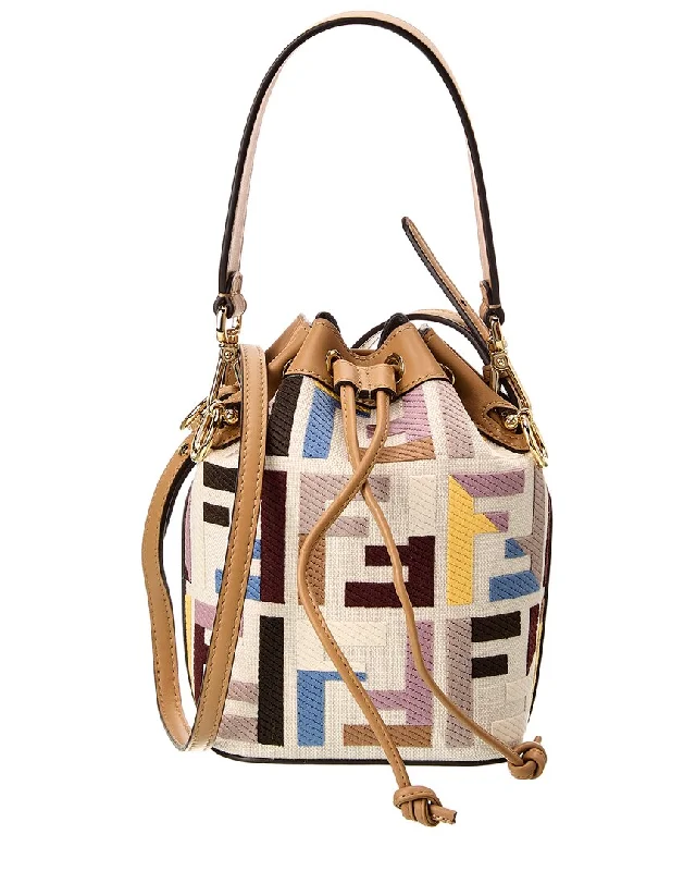 Bucket Bag with Embossed Animal Print in Tan for a Wild and Stylish StatementFENDI Mon Tresor Mini Canvas & Leather Bucket Bag