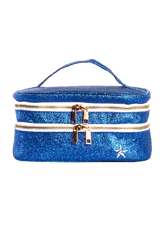 Royal Blue Rebel Glam & Go Travel Case with White Zipper