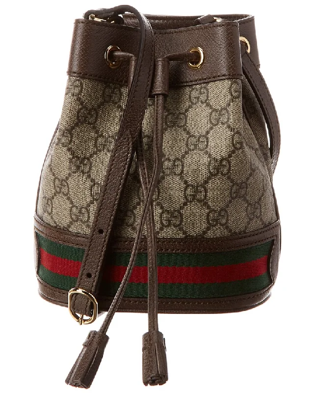 Women's Quilted Bucket Bag in Black with Silver Hardware for a Classic and Timeless StyleGucci Ophidia Mini GG Supreme Canvas & Leather Bucket Bag