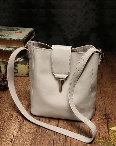 Women's Crossbody Bag with Multiple Compartments in Gray for Organized Daily UseFashion Womens Brown Leather Bucket Shoulder Bag White Soft Leather Bucket Crossbody Bag Purse