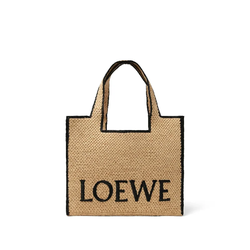 Linen Tote Bag in Natural Beige with Braided Details for a Rustic Summer EnsembleLoewe Font Tote Large Bag in Natural