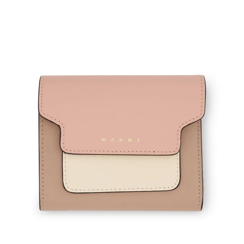 Logo Squared Flap Wallet in Camellia/Talc