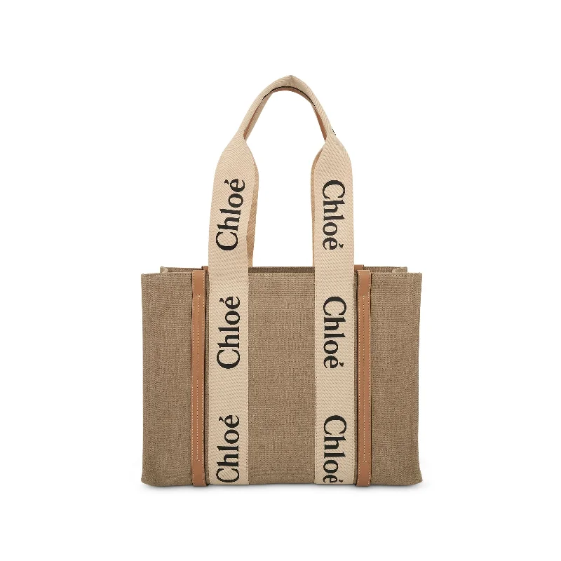 Oversized Jute Tote Bag in Natural Color with Rope Handles for a Beach VacationMedium Eco Woody Tote Bag with Strap in White/Beige