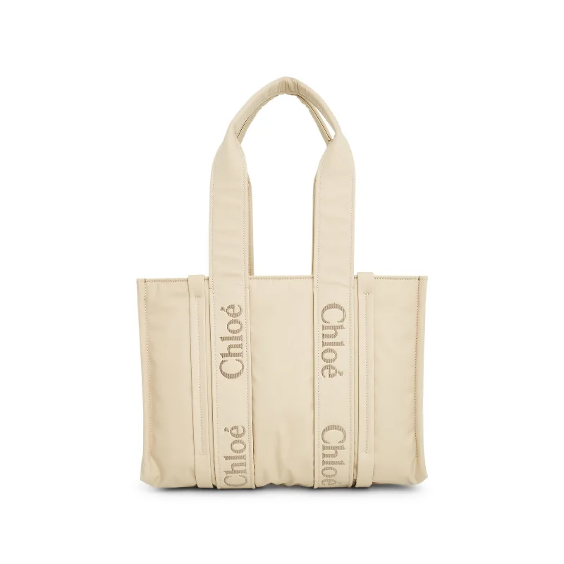 Monogrammed Tote Bag in Brown Leather with Personalized Initials for a Custom and Elegant TouchMedium Tote Bag in Dusty Ivory