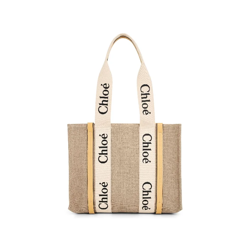 Linen Tote Bag in Natural Beige with Braided Details for a Rustic Summer EnsembleMedium Woody Tote Bag in Honey Gold