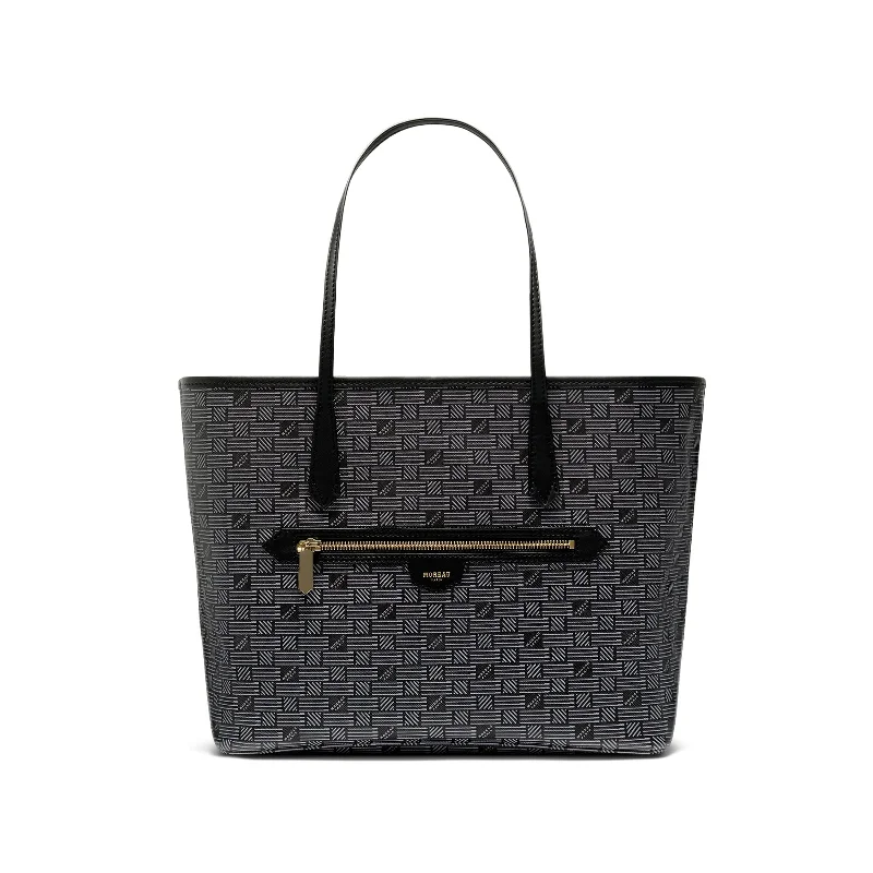 Women's Printed Tote Bag in Floral Patterns for a Spring - Themed Shopping TripMonaco Tote MM in Black