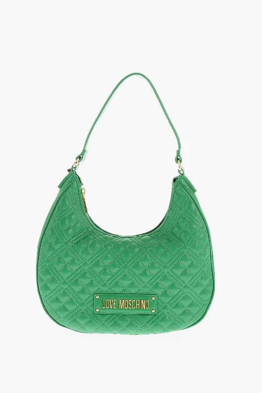 Moschino Love Faux Leather Quilted Hobo Bag