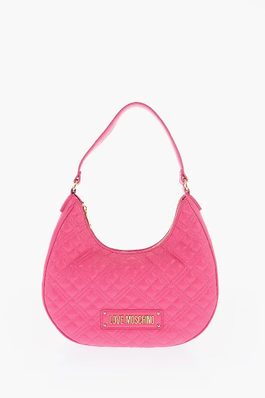 Moschino Love Quilted Faux Leather Hobo Bag