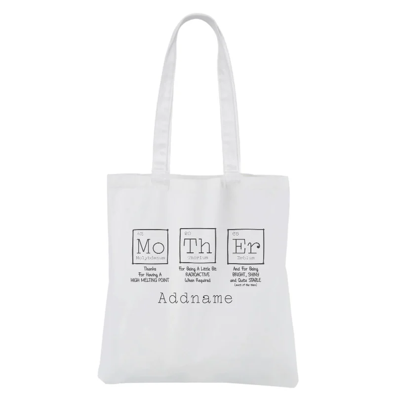 Mother's Day - Mother's Periodic Table White Canvas Bag