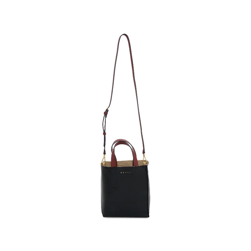 Metallic Tote Bag in Rose Gold with Chain Handles for a Glamorous Night OutMuseo Soft Leather Tote Bag in Black/Mercury/Burgundy