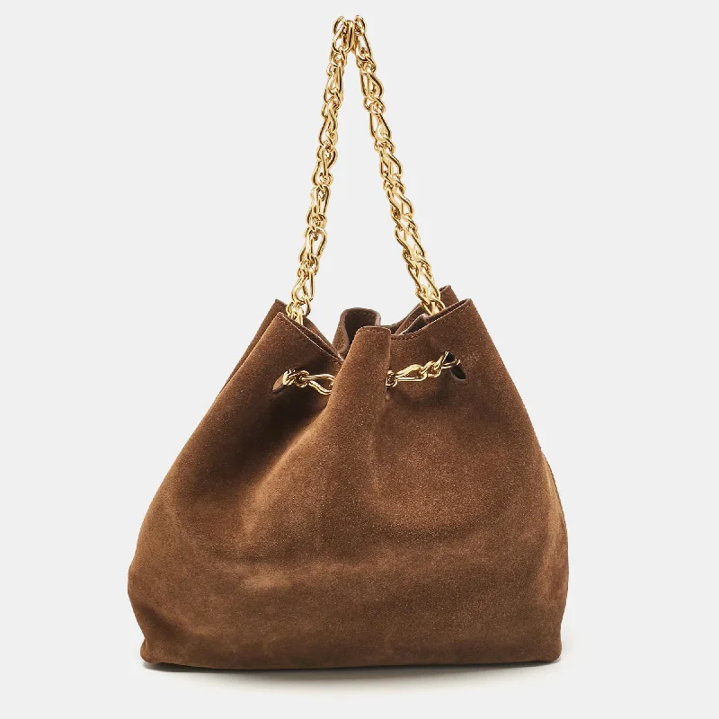 Women's Bucket Bag with Magnetic Closure in Purple for Easy AccessNanushka Brown Suede The Gather Bucket Bag