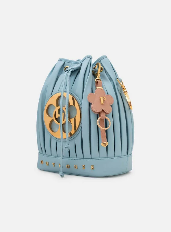 Women's Drawstring Bucket Bag in Mustard Yellow with Pockets for PracticalityOH Poppi Bucket Bag in Powder Blue