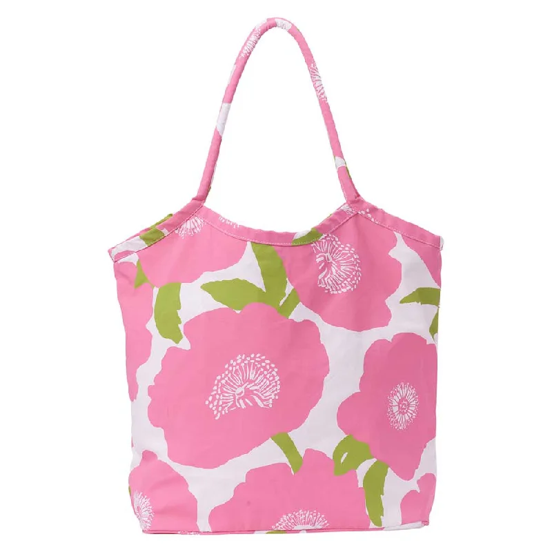 Women's Printed Bucket Bag in Floral Patterns for a Spring - Themed Day at the ParkPoppies Pink Bucket Bag