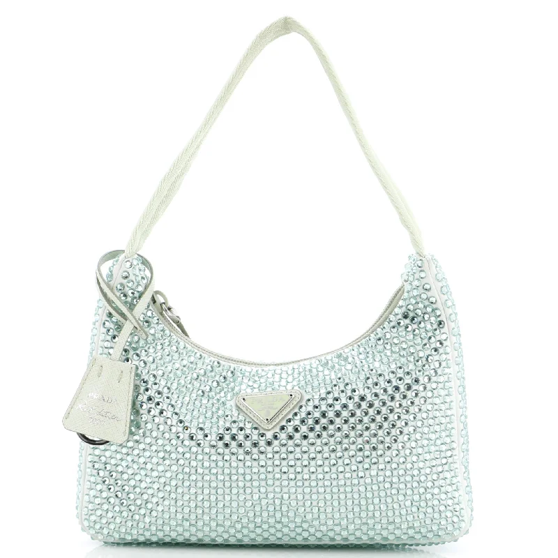 Re-Edition 2000 Hobo Crystal Embellished Satin Mini