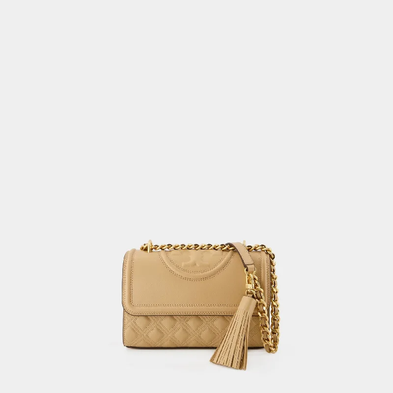 Quilted Leather Crossbody Bag in Cream for a Classic and Elegant AppearanceFleming Small Crossbody - Tory Burch -  Desert Dune - Leather