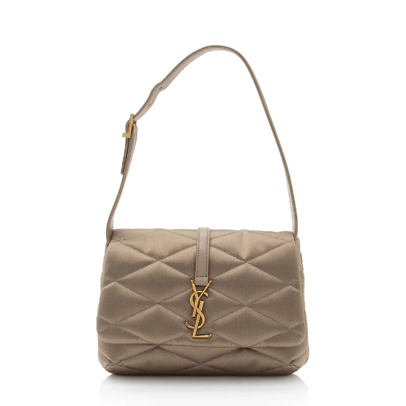 Saint Laurent Metallic Quilted Satin Monogram Le 57 Hobo