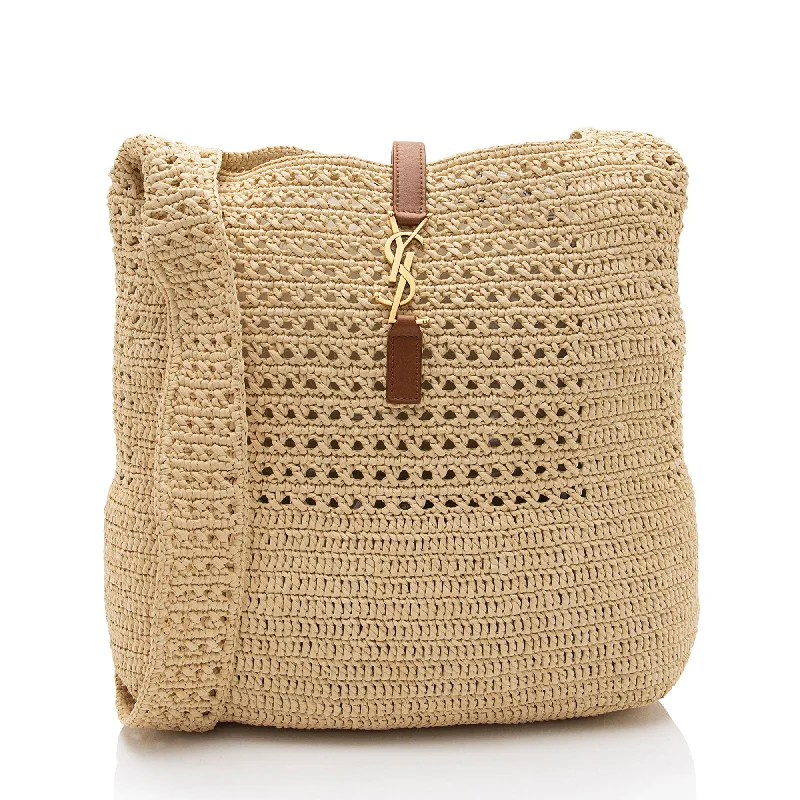 Saint Laurent Raffia Monogram Le 5 A 7 Hobo