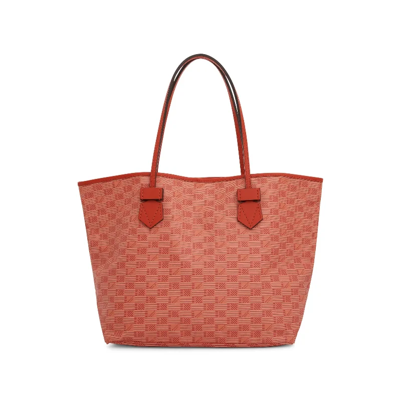 Monogrammed Tote Bag in Brown Leather with Personalized Initials for a Custom and Elegant TouchSaint Tropez Tote MM in Orange/Milk