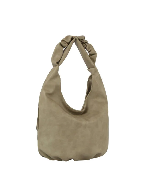 Scrunch Handle Hobo Bag In Sage